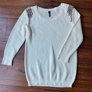 Cream Sweater with shoulder detail